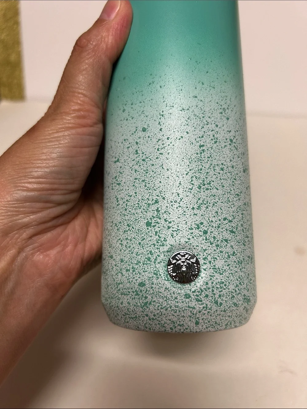 Starbucks 16 oz Aqua Ombre Glitter Travel Tumbler